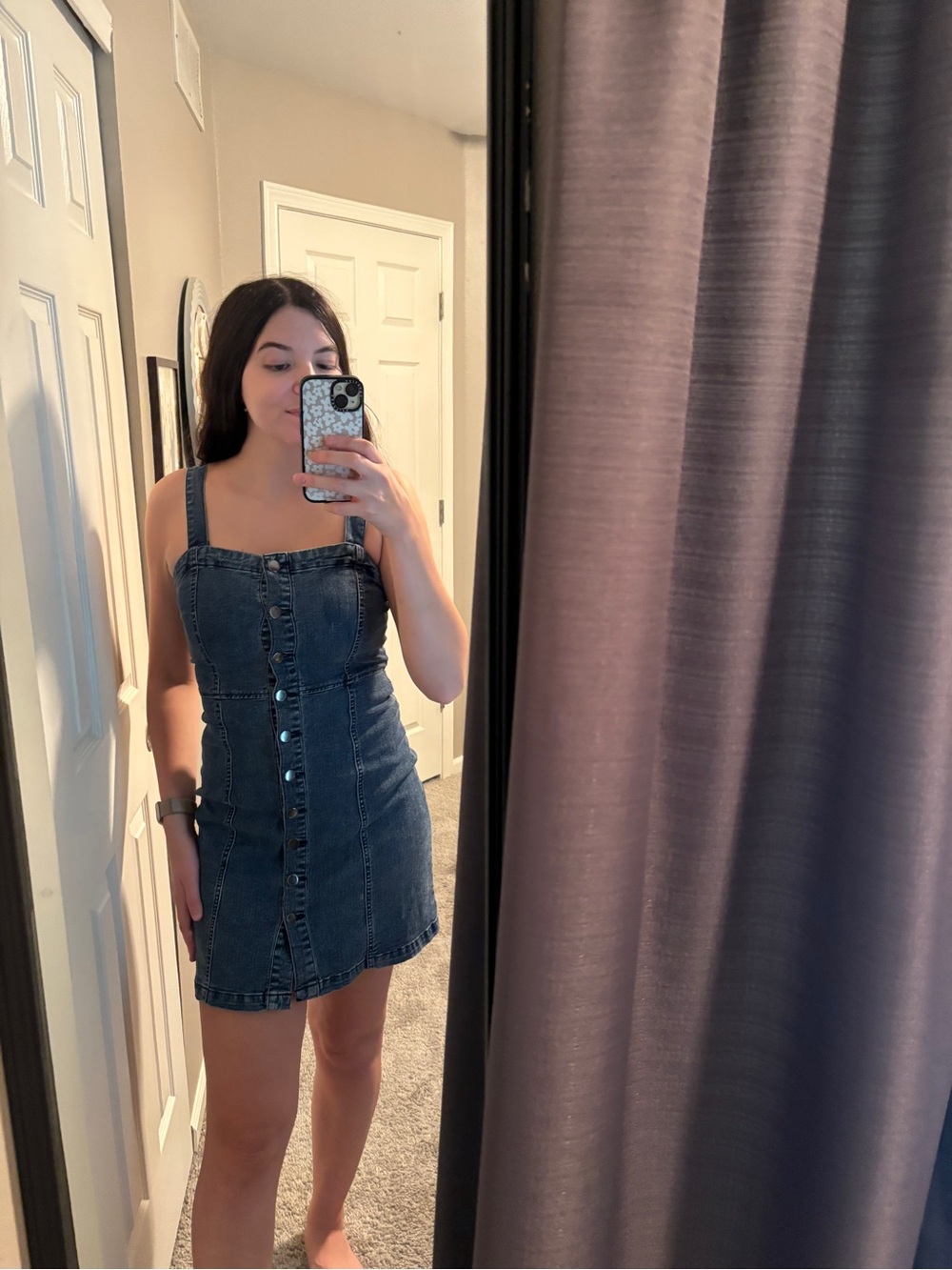 Aeropostale Dark Blue Denim Button-Front Mini Dress